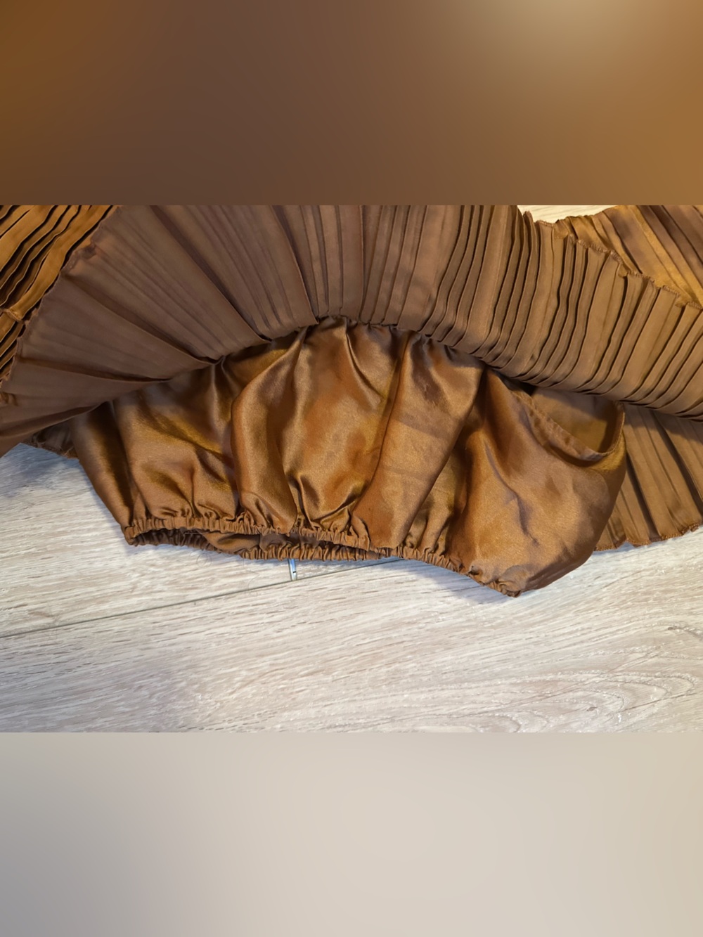 Anthropologie coquette Brown Pleated Off-Shoulder Layered Crop Top - Picture 3 of 5